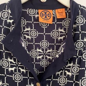 Tory Burch navy silk top blouse